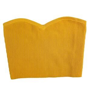 Babaton Aritzia Strapless Crop Top Sweetheart Ribbed Yellow - XS